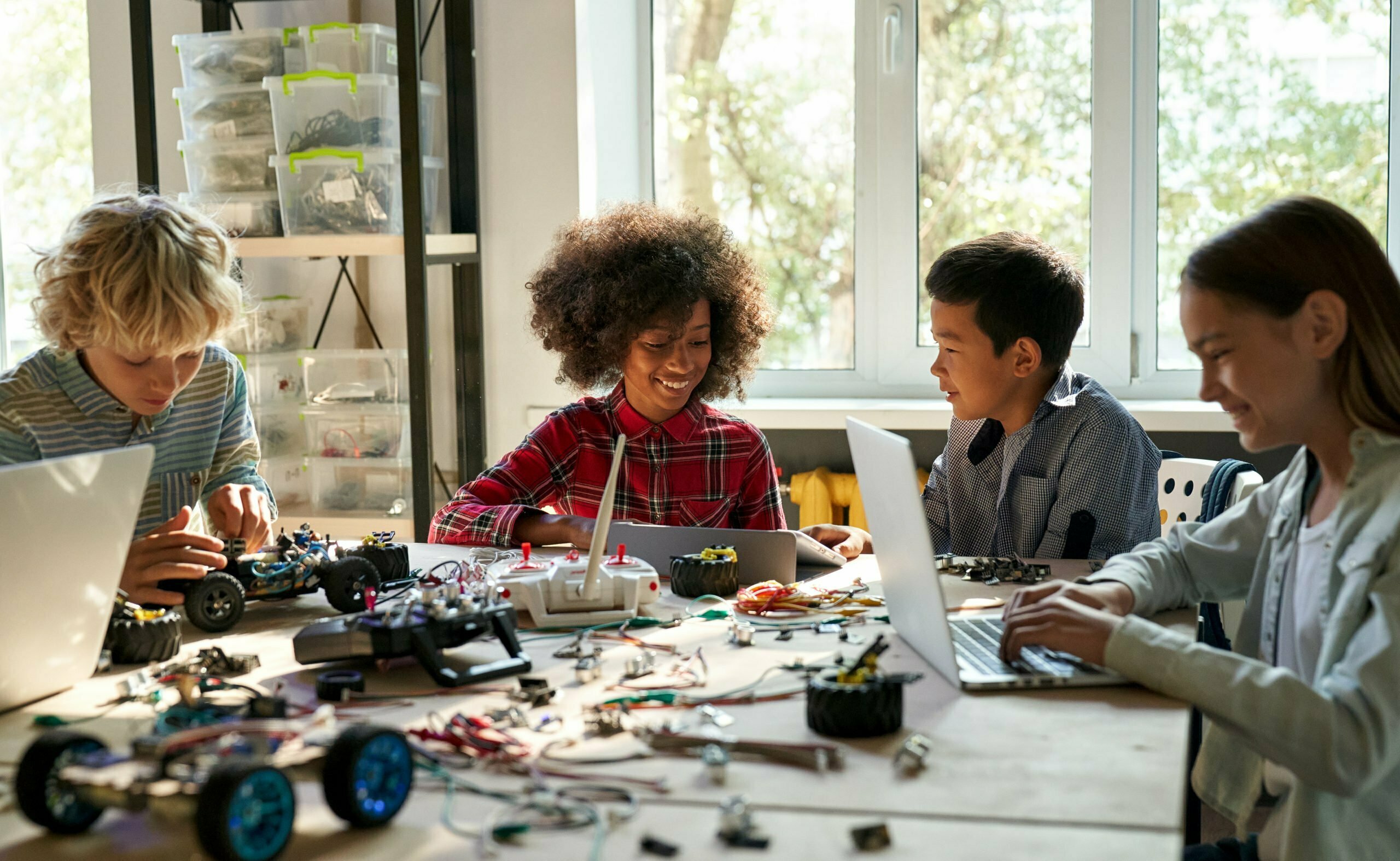 classroom for group of multiracial schoolkids on s       utc scaled